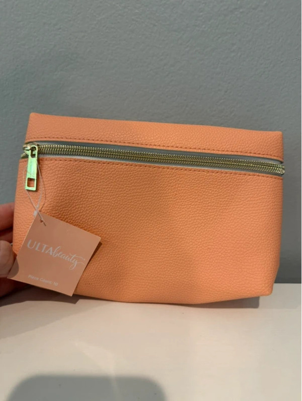 ULTA Beauty Peach Faux Leather Makeup Bag Cosmetic Pouch NWT